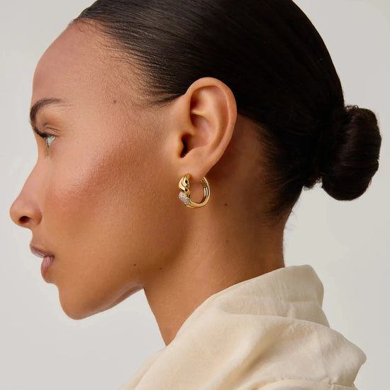 Molten Snow Twisted Small Hoop Earrings | 18ct Gold Plated/Cubic Zirconia Earrings Missoma 