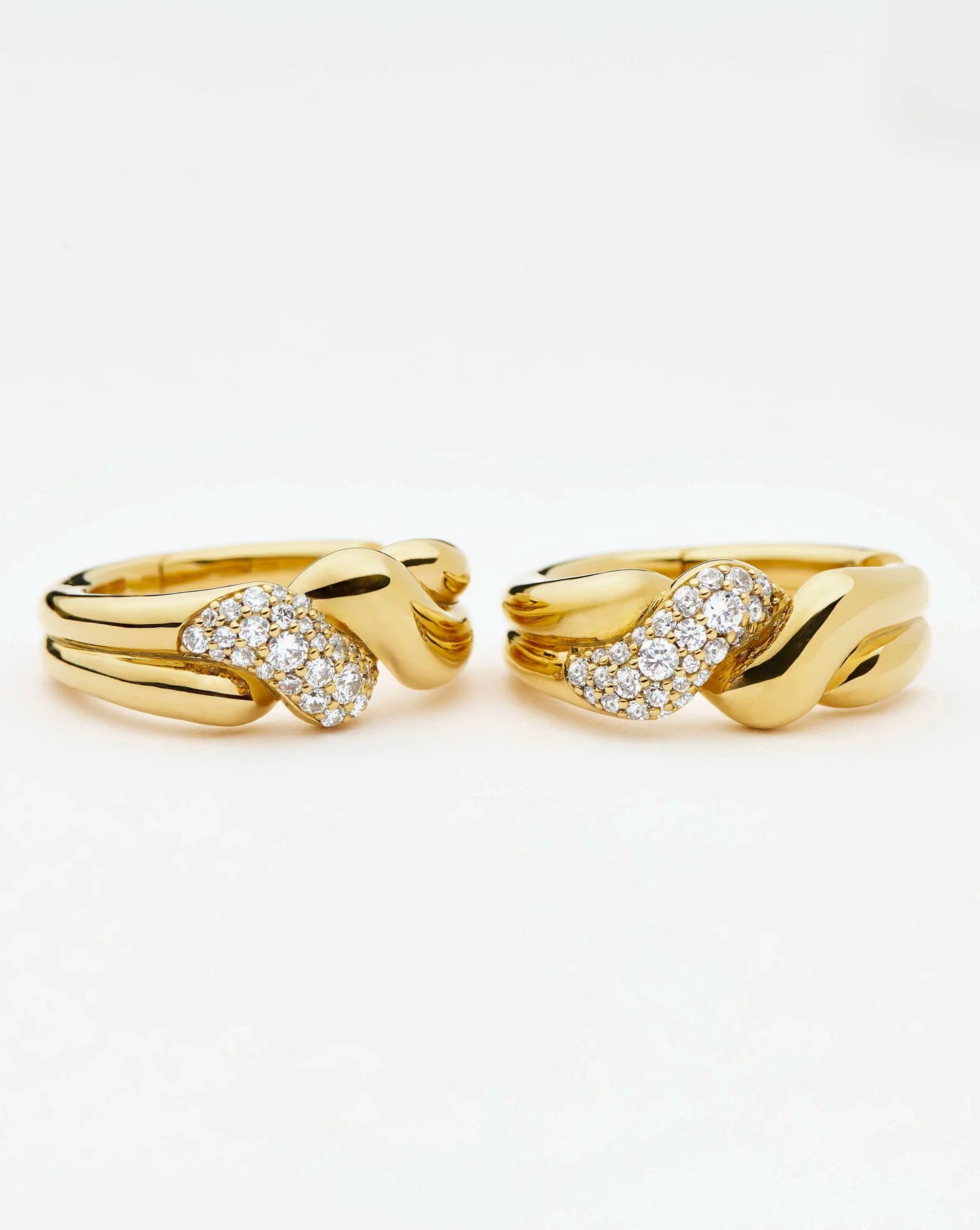 Molten Snow Twisted Small Hoop Earrings | 18ct Gold Plated/Cubic Zirconia Earrings Missoma 