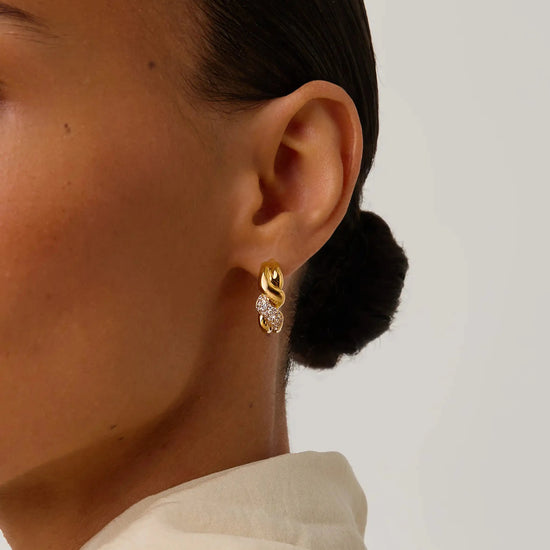 Molten Snow Twisted Small Hoop Earrings | 18ct Gold Plated/Cubic Zirconia Earrings Missoma 