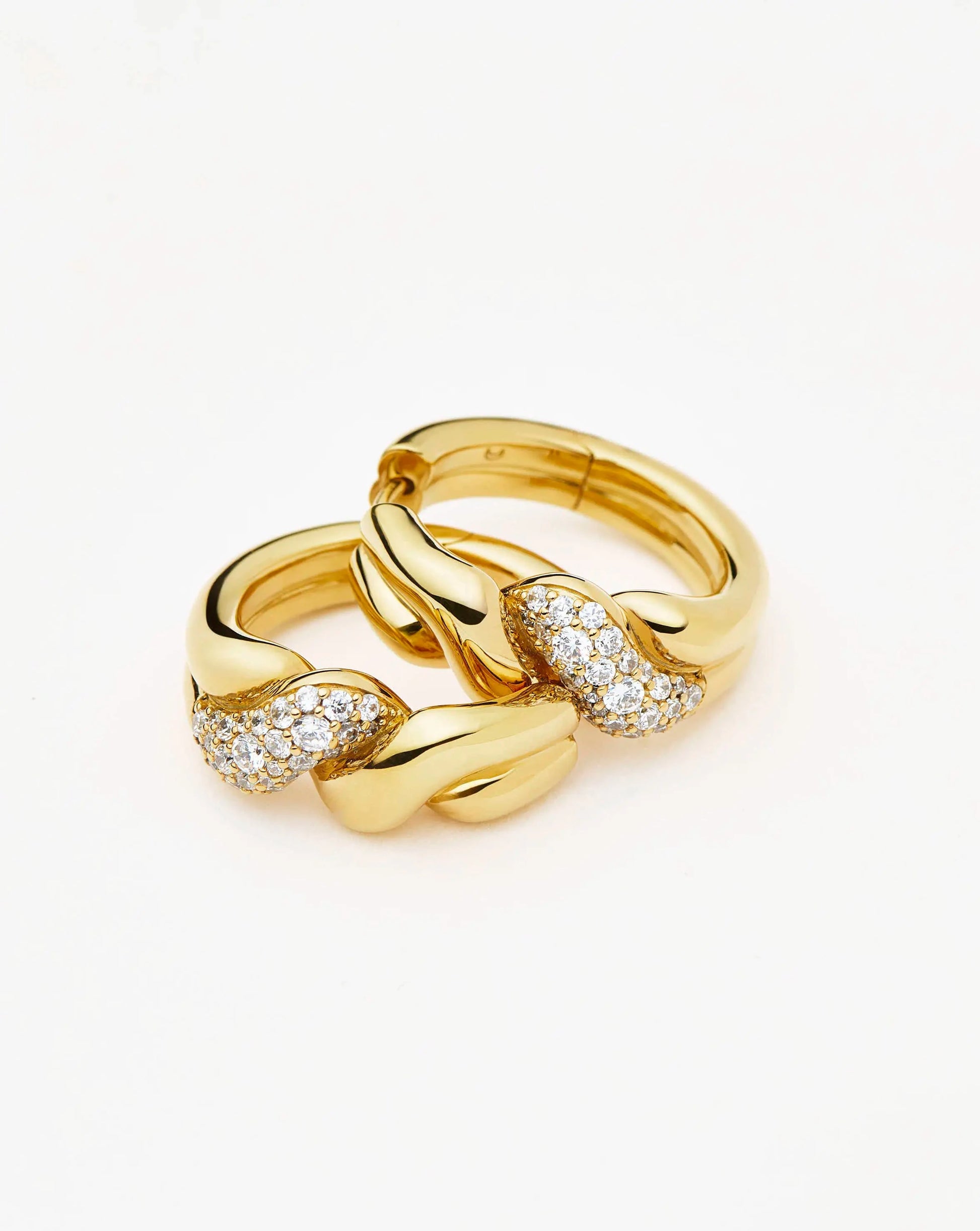 Molten Snow Twisted Small Hoop Earrings | 18ct Gold Plated/Cubic Zirconia Earrings Missoma 