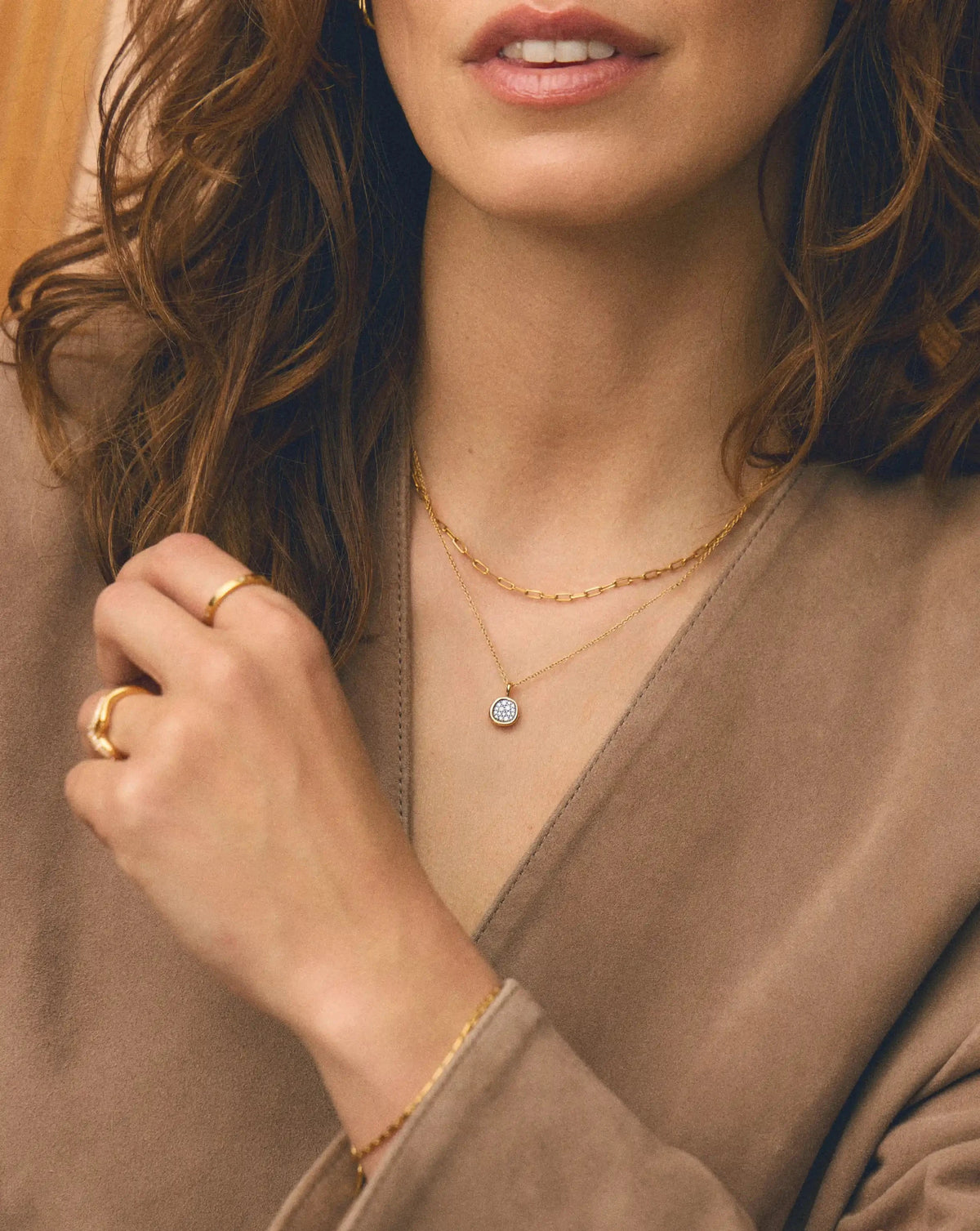Molten Soft Square Pavé Pendant Necklace | 18ct Gold Plated/Cubic Zirconia Necklaces Missoma 