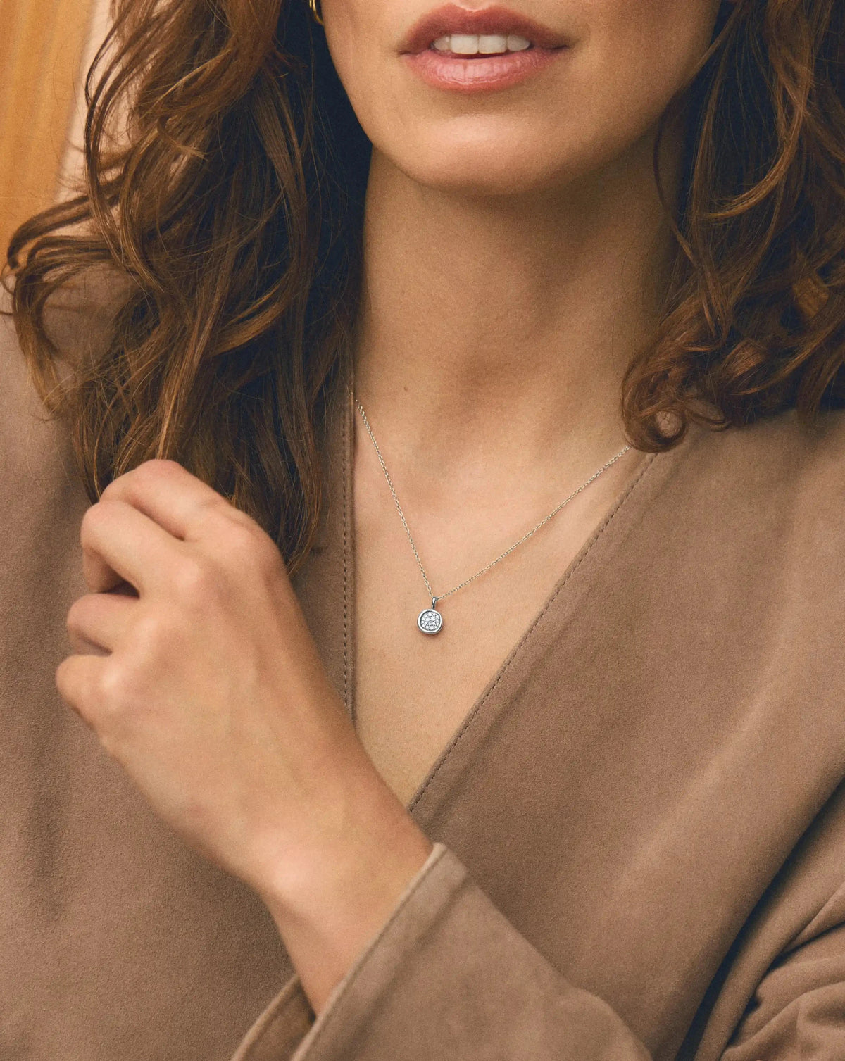 Molten Soft Square Pavé Pendant Necklace | Silver Plated/Cubic Zirconia Necklaces Missoma 