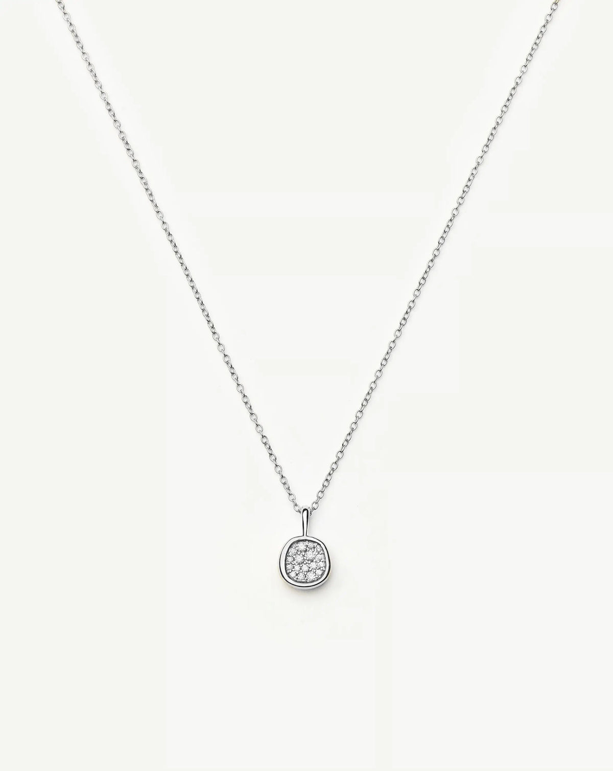Molten Soft Square Pavé Pendant Necklace | Silver Plated/Cubic Zirconia Necklaces Missoma 