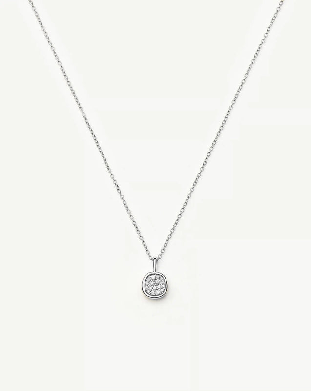 Molten Soft Square Pavé Pendant Necklace 

 | Silver Plated/Cubic Zirconia