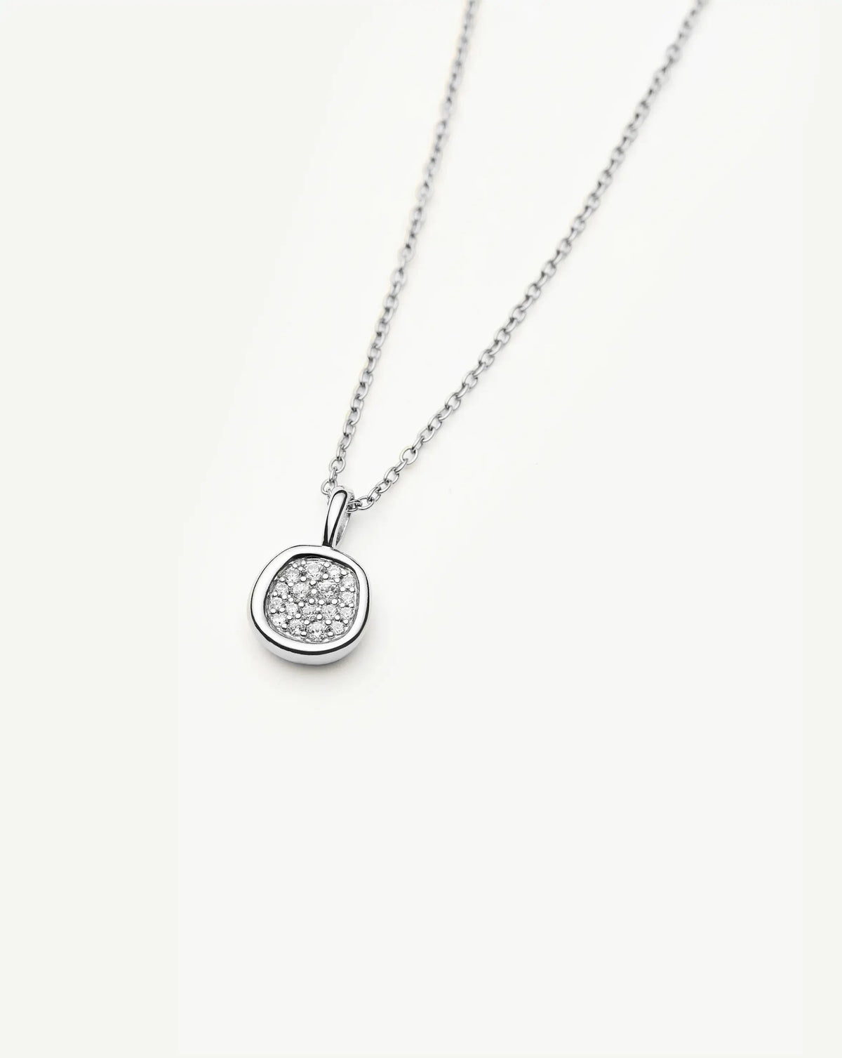 Molten Soft Square Pavé Pendant Necklace | Silver Plated/Cubic Zirconia Necklaces Missoma 