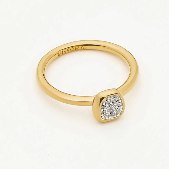 Molten Soft Square Pavé Ring | 18ct Gold Plated/Cubic Zirconia Rings Missoma 