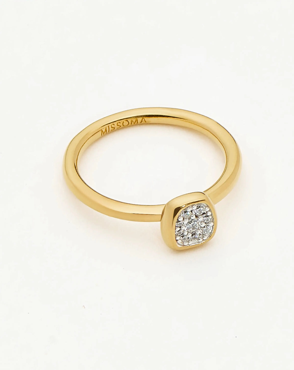 Molten Soft Square Pavé Ring | 18ct Gold Plated/Cubic Zirconia Rings Missoma 