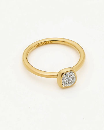 Molten Soft Square Pavé Ring | 18ct Gold Plated/Cubic Zirconia Rings Missoma 