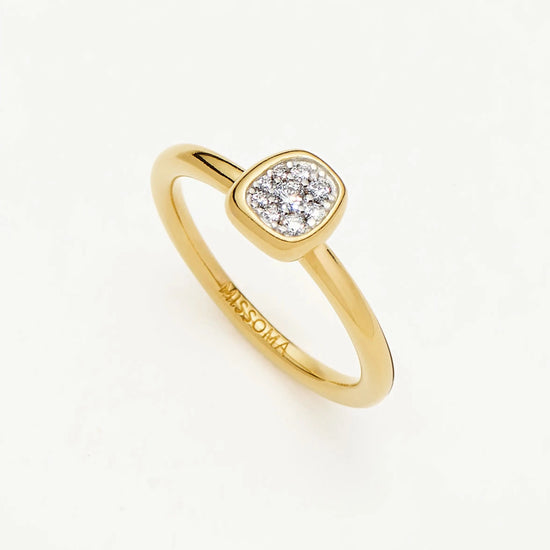Molten Soft Square Pavé Ring | 18ct Gold Plated/Cubic Zirconia Rings Missoma 