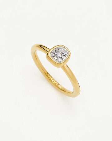 Molten Soft Square Pavé Ring | 18ct Gold Plated/Cubic Zirconia Rings Missoma 