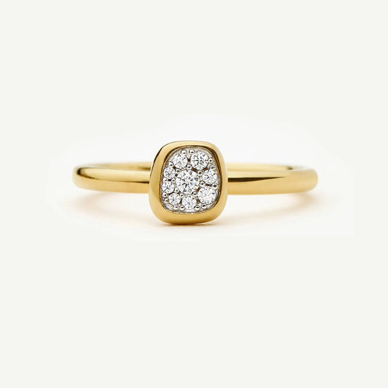 Molten Soft Square Pavé Ring | 18ct Gold Plated/Cubic Zirconia Rings Missoma 