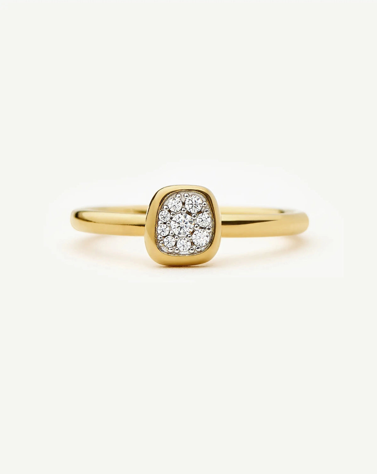 Molten Soft Square Pavé Ring | 18ct Gold Plated/Cubic Zirconia Rings Missoma 