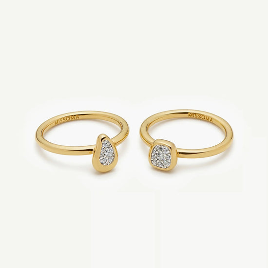 Molten Soft Square Pavé Ring | 18ct Gold Plated/Cubic Zirconia Rings Missoma 