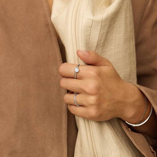 Molten Soft Square Pavé Ring | Silver Plated/Cubic Zirconia Rings Missoma 