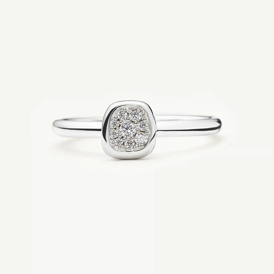 Molten Soft Square Pavé Ring | Silver Plated/Cubic Zirconia Rings Missoma 