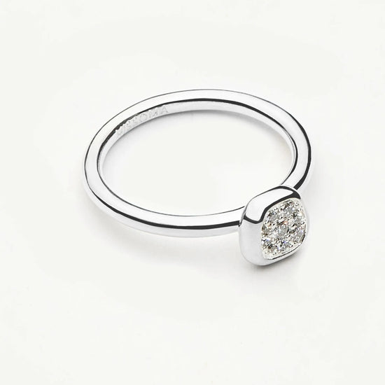 Molten Soft Square Pavé Ring | Silver Plated/Cubic Zirconia Rings Missoma 