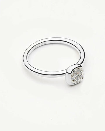 Molten Soft Square Pavé Ring | Silver Plated/Cubic Zirconia Rings Missoma 