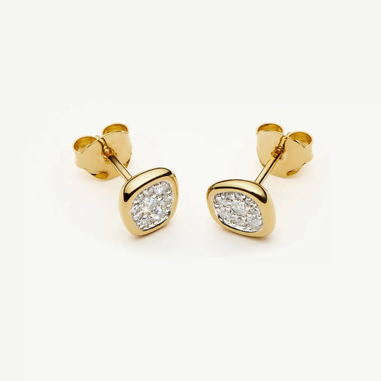 Molten Soft Square Pavé Stud Earrings | 18ct Gold Plated/Cubic Zirconia Earrings Missoma 
