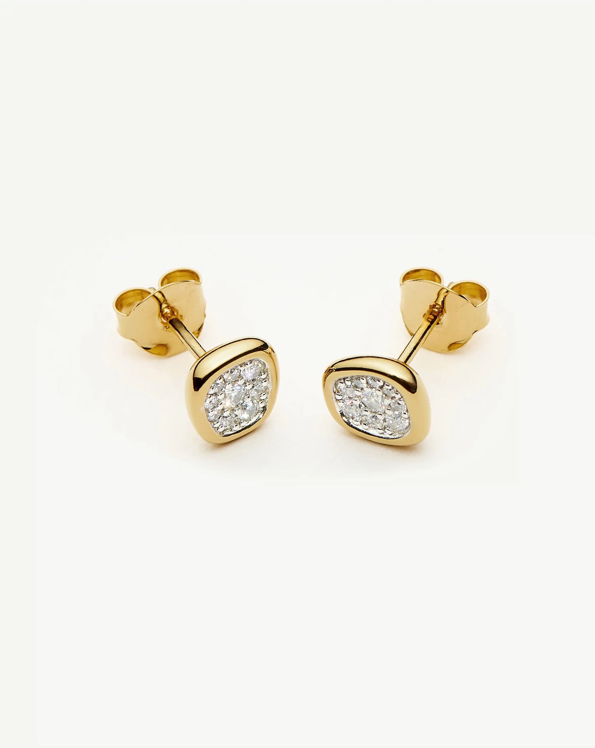 Molten Soft Square Pavé Stud Earrings | 18ct Gold Plated/Cubic Zirconia Earrings Missoma 