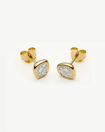 Molten Soft Square Pavé Stud Earrings | 18ct Gold Plated/Cubic Zirconia Earrings Missoma 