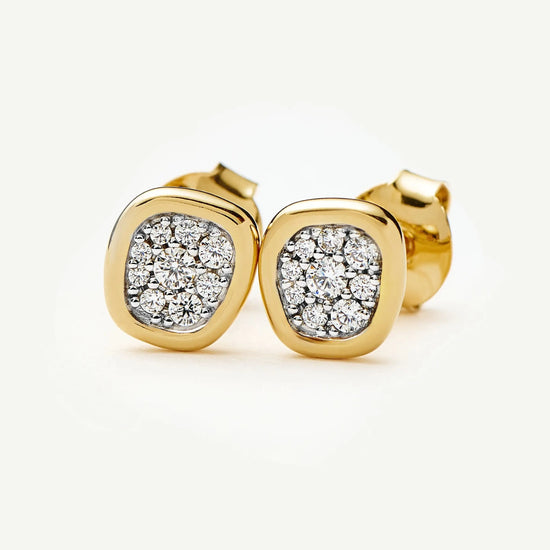 Molten Soft Square Pavé Stud Earrings | 18ct Gold Plated/Cubic Zirconia Earrings Missoma 