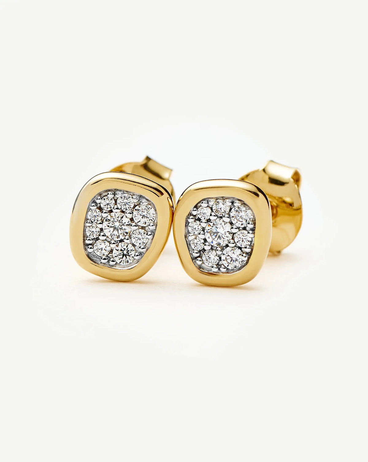 Molten Soft Square Pavé Stud Earrings | 18ct Gold Plated/Cubic Zirconia Earrings Missoma 
