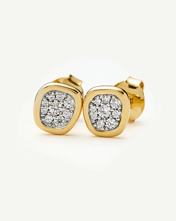 Molten Soft Square Pavé Stud Earrings | 18ct Gold Plated/Cubic Zirconia Earrings Missoma 