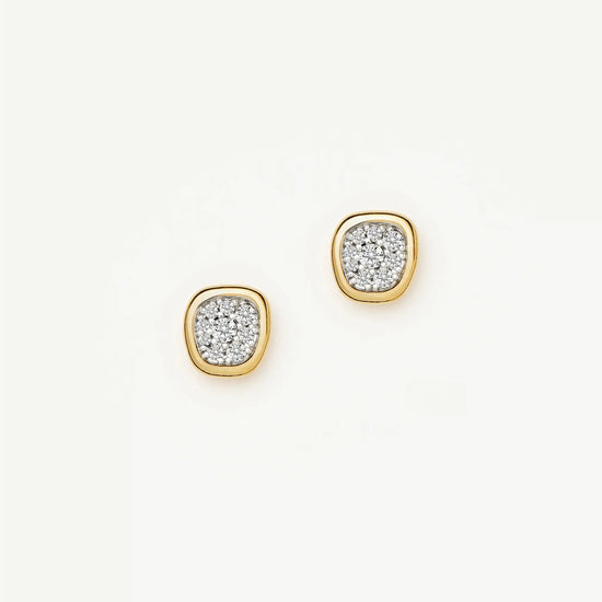 Molten Soft Square Pavé Stud Earrings | 18ct Gold Plated/Cubic Zirconia Earrings Missoma 
