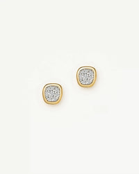 Molten Soft Square Pavé Stud Earrings | 18ct Gold Plated/Cubic Zirconia Earrings Missoma 