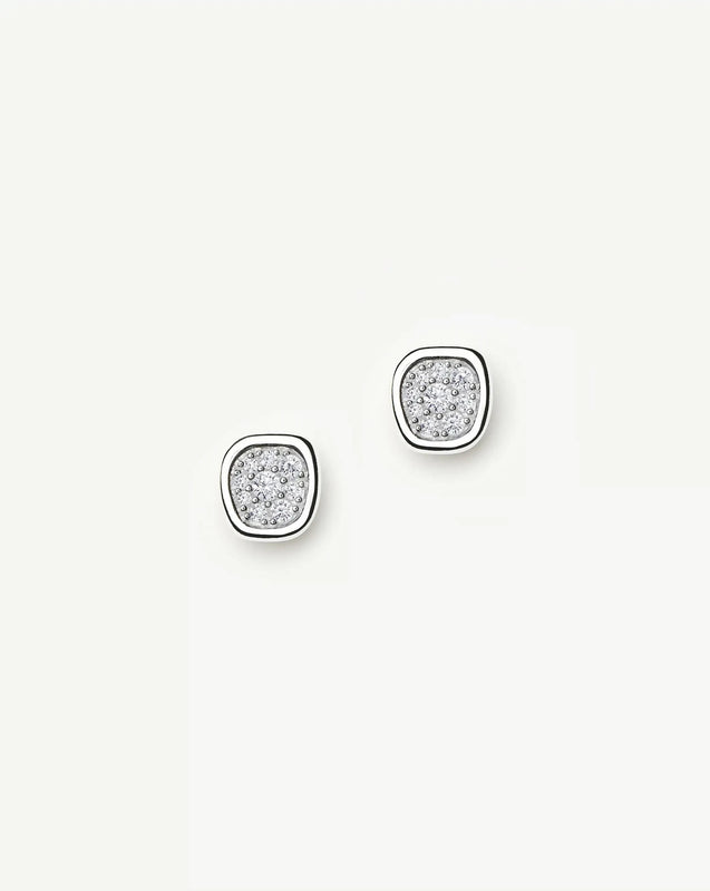 Molten Soft Square Pavé Stud Earrings
 | Silver Plated/Cubic Zirconia