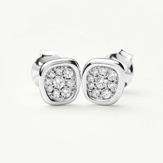 Molten Soft Square Pavé Stud Earrings | Silver Plated/Cubic Zirconia Earrings Missoma 