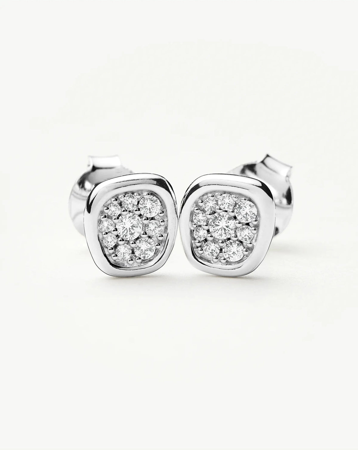 Molten Soft Square Pavé Stud Earrings | Silver Plated/Cubic Zirconia Earrings Missoma 