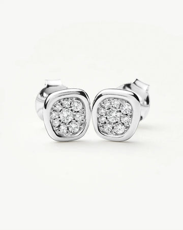Molten Soft Square Pavé Stud Earrings | Silver Plated/Cubic Zirconia Earrings Missoma 