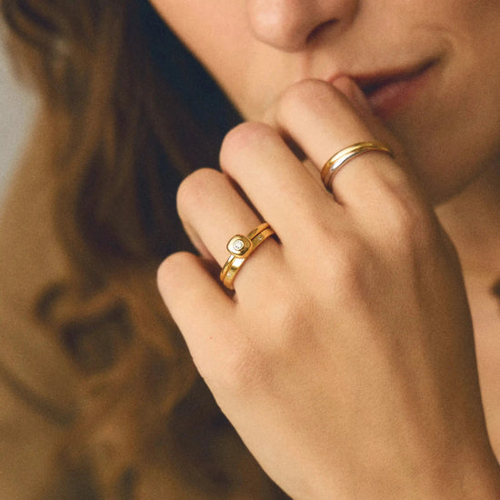 Molten Soft Square Ring | 18ct Gold Plated/Cubic Zirconia Rings Missoma 