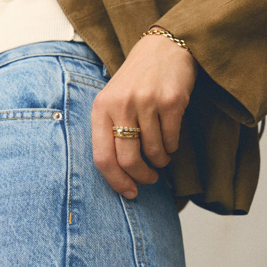 Molten Soft Square Ring | 18ct Gold Plated/Cubic Zirconia Rings Missoma 