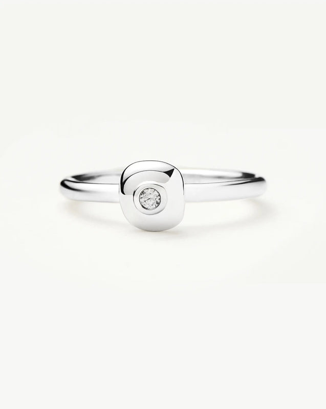 Molten Soft Square Ring
 | Silver Plated/Cubic Zirconia