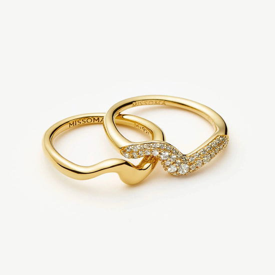 Molten Stacking Ring Set | 18ct Gold Vermeil/Cubic Zirconia Rings Missoma 
