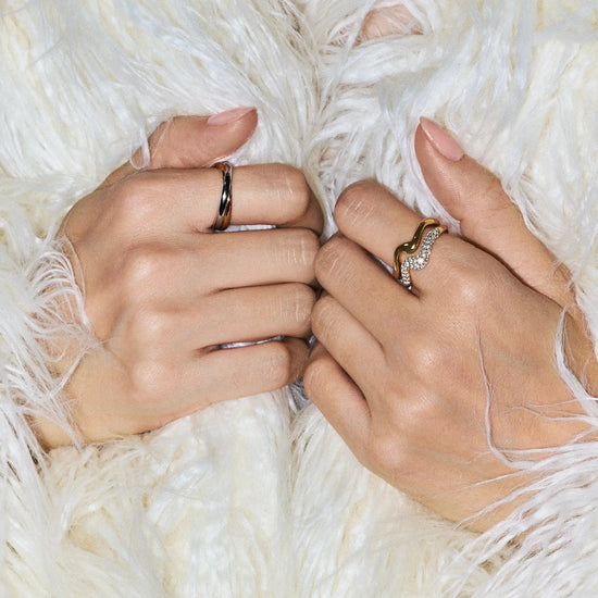 Molten Stacking Ring Set | 18ct Gold Vermeil/Cubic Zirconia Rings Missoma 
