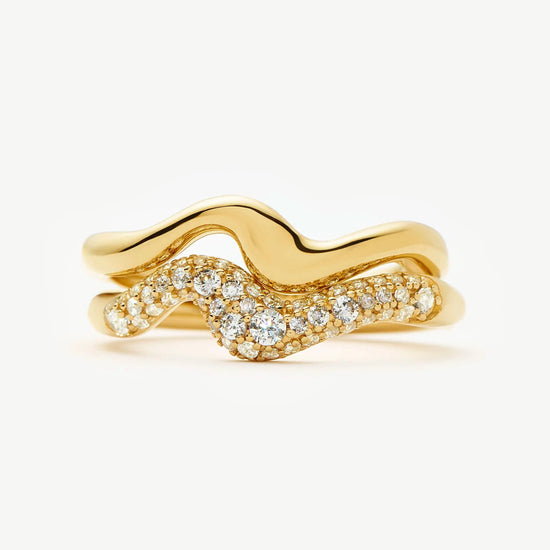 Molten Stacking Ring Set | 18ct Gold Vermeil/Cubic Zirconia Rings Missoma 