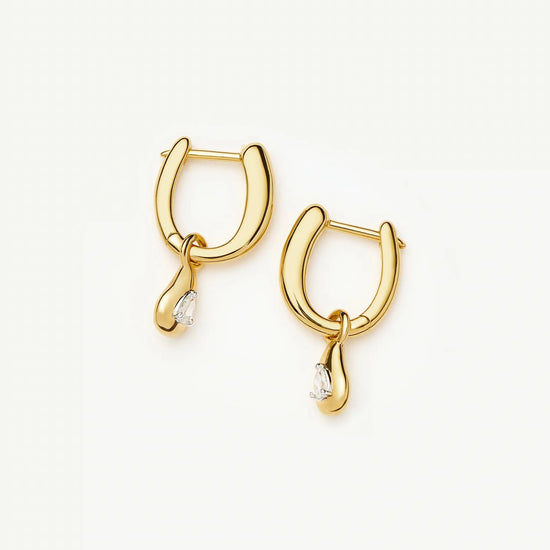 Molten Teardrop Diamond Charm Hoop Earrings | 18ct Gold Vermeil/Lab grown Diamond Earrings Missoma 