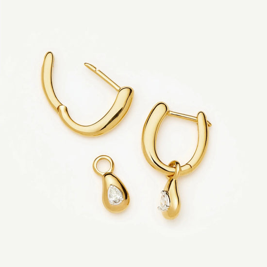 Molten Teardrop Diamond Charm Hoop Earrings | 18ct Gold Vermeil/Lab grown Diamond Earrings Missoma 