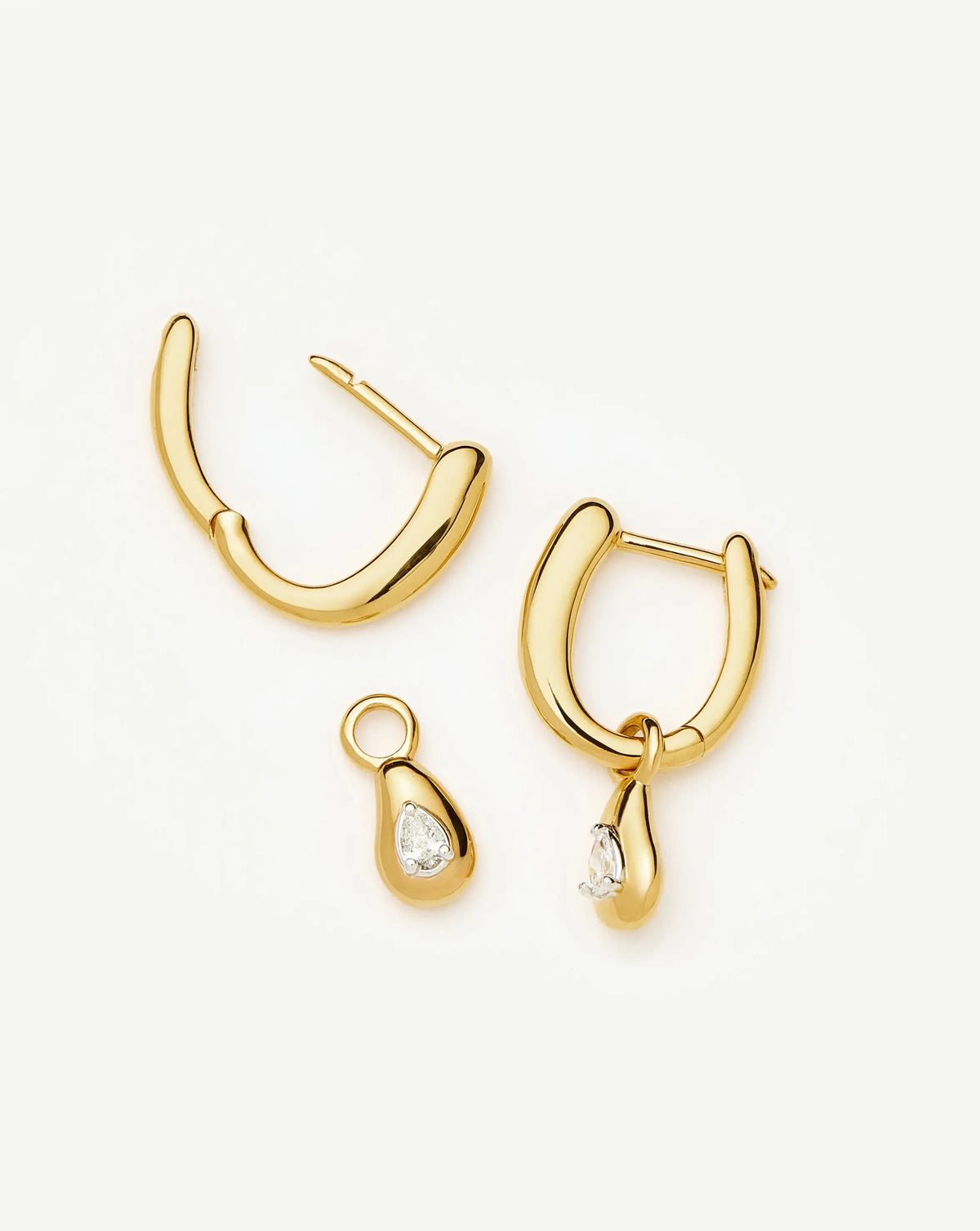 Molten Teardrop Diamond Charm Hoop Earrings | 18ct Gold Vermeil/Lab grown Diamond Earrings Missoma 