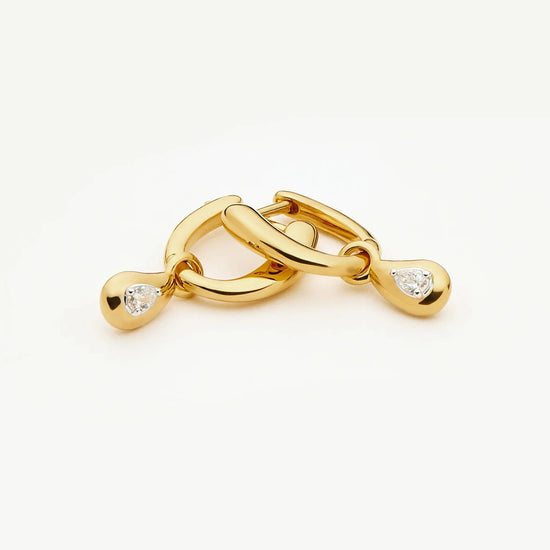 Molten Teardrop Diamond Charm Hoop Earrings | 18ct Gold Vermeil/Lab grown Diamond Earrings Missoma 