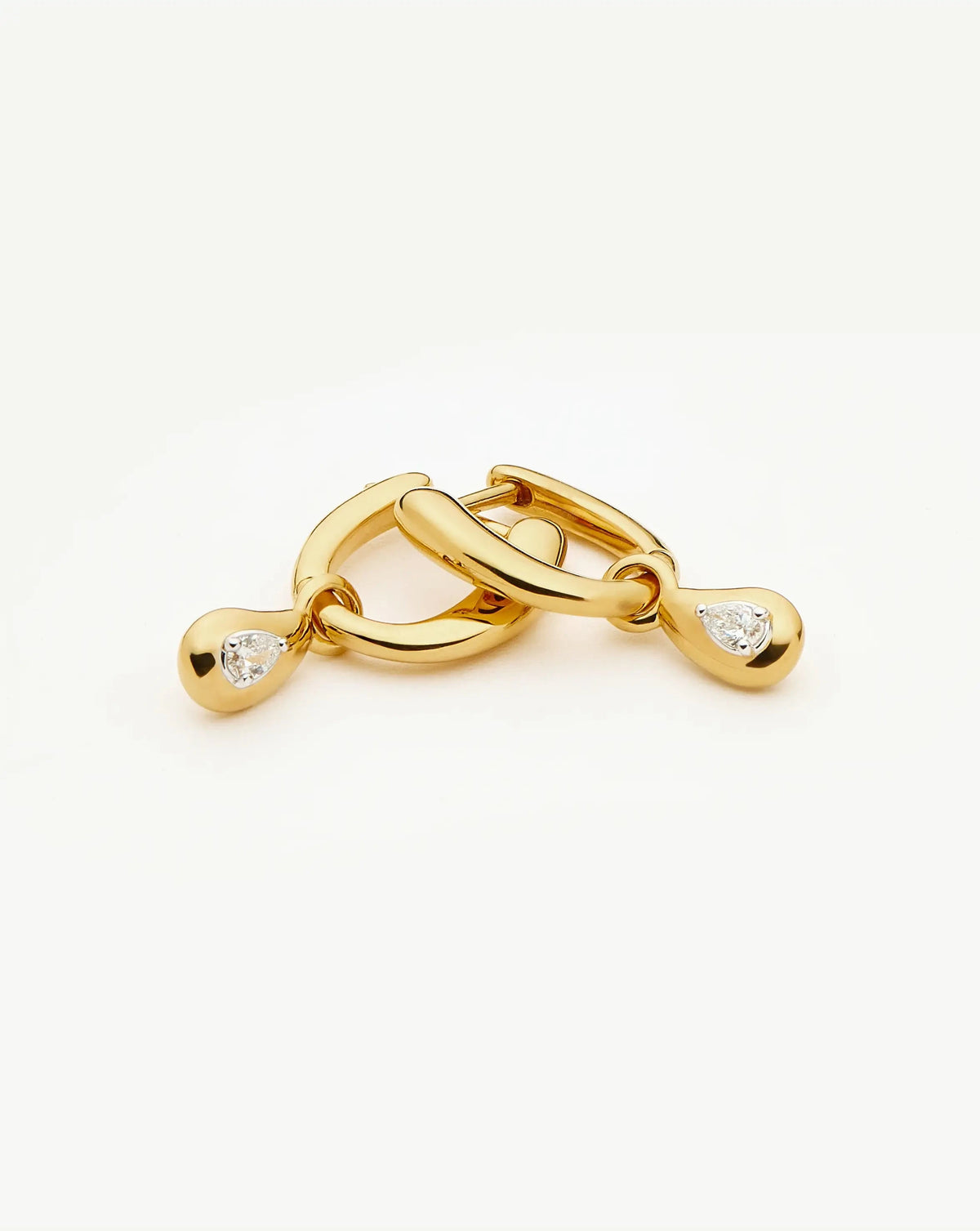 Molten Teardrop Diamond Charm Hoop Earrings | 18ct Gold Vermeil/Lab grown Diamond Earrings Missoma 