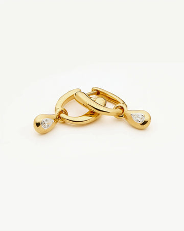 Molten Teardrop Diamond Charm Hoop Earrings | 18ct Gold Vermeil/Lab grown Diamond Earrings Missoma 