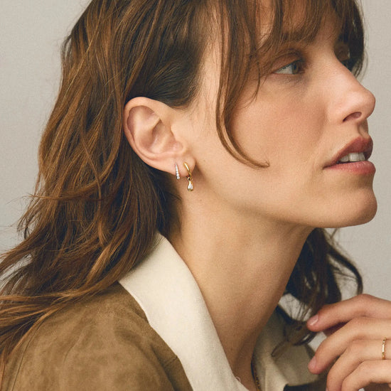 Molten Teardrop Diamond Charm Hoop Earrings | 18ct Gold Vermeil/Lab grown Diamond Earrings Missoma 