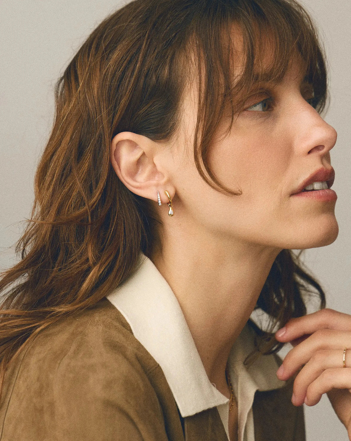 Molten Teardrop Diamond Charm Hoop Earrings | 18ct Gold Vermeil/Lab grown Diamond Earrings Missoma 