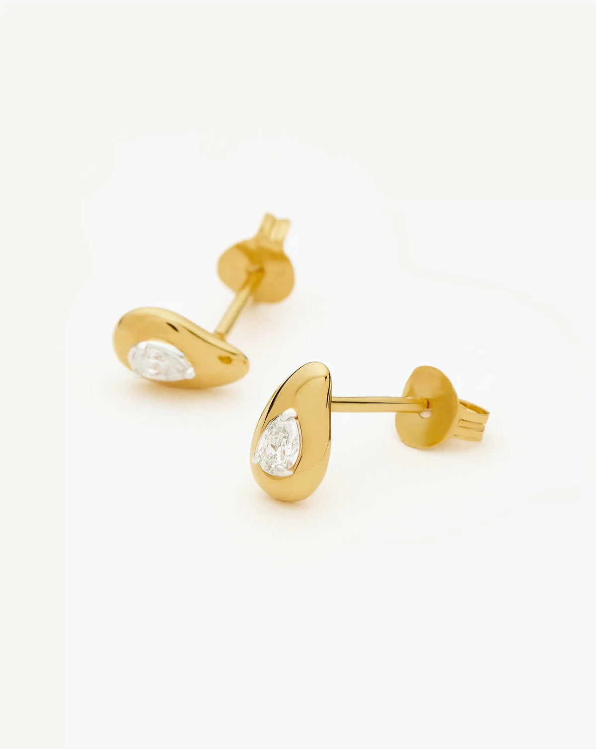 Molten Teardrop Diamond Stud Earrings | 18ct Gold Vermeil/Lab grown Diamond Earrings Missoma 