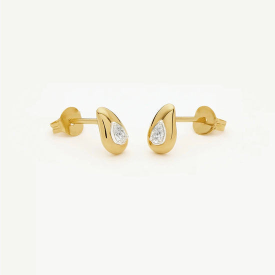 Molten Teardrop Diamond Stud Earrings | 18ct Gold Vermeil/Lab grown Diamond Earrings Missoma 