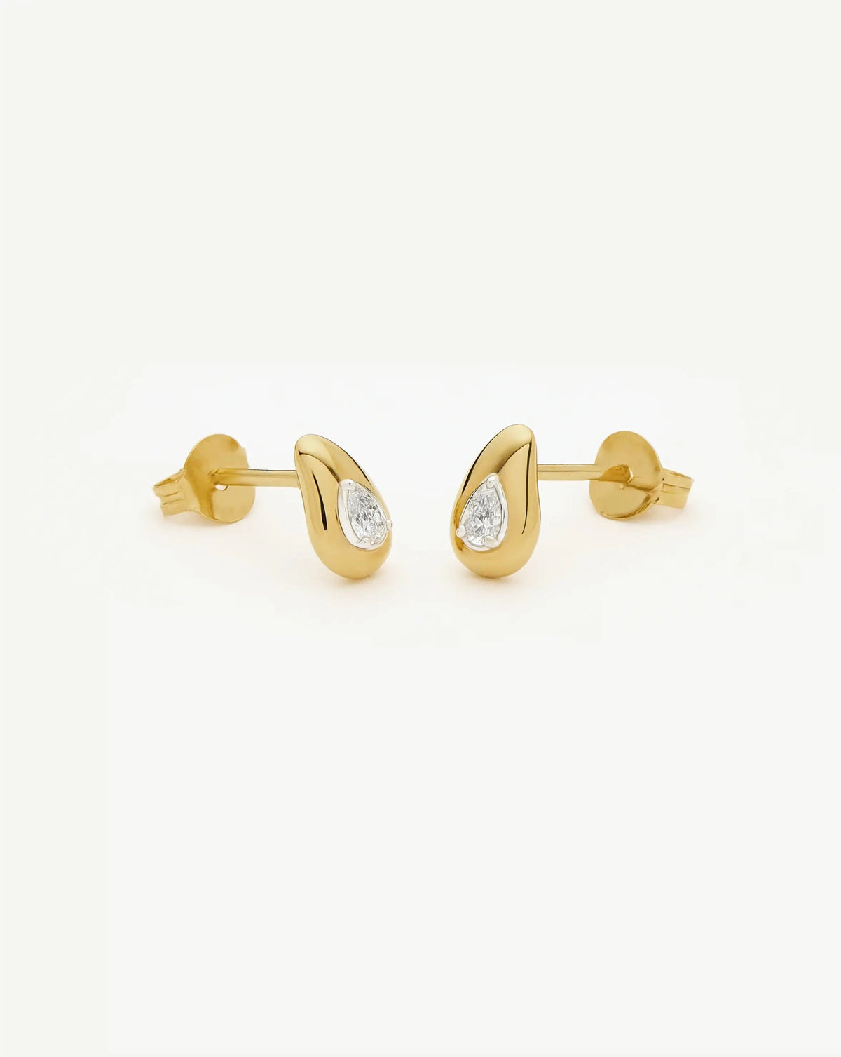 Molten Teardrop Diamond Stud Earrings | 18ct Gold Vermeil/Lab grown Diamond Earrings Missoma 